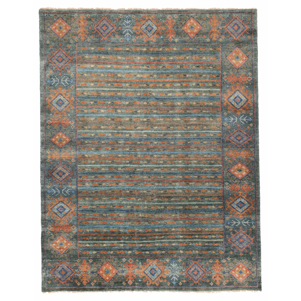 ECARPETGALLERY Hand-knotted Peshawar Ziegler Dark Green Wool Rug - 6'0 x 7'10