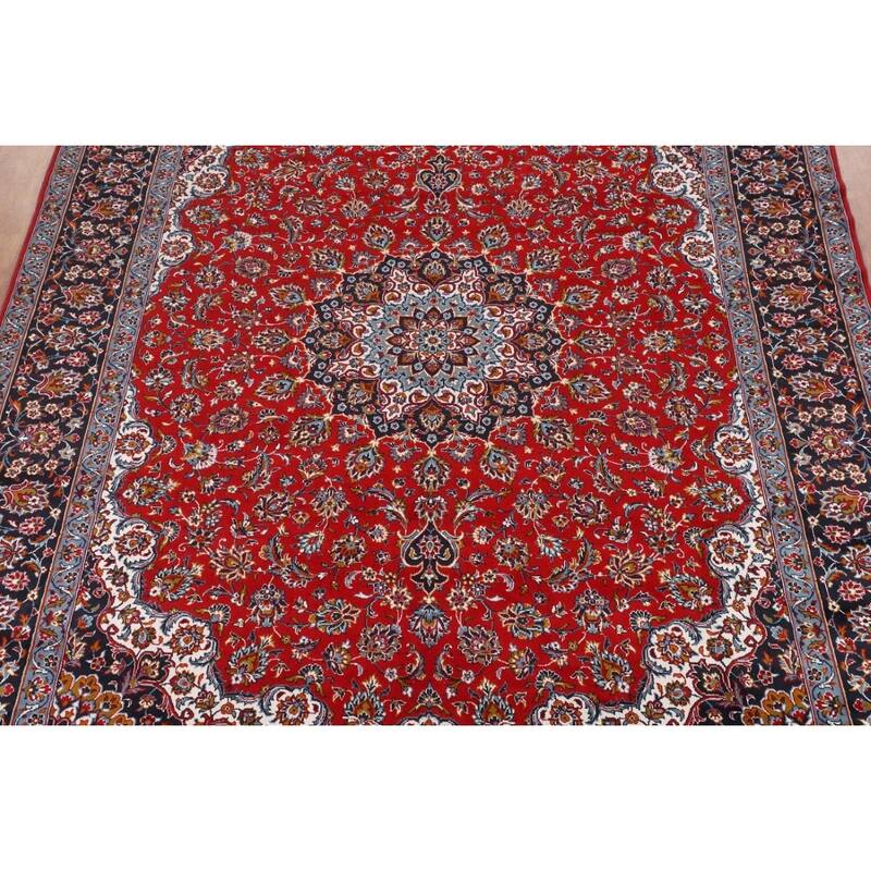 Red Kashan Turkish Rug Floral Oriental Machine-Made Carpet - 9'8" x 12'10"
