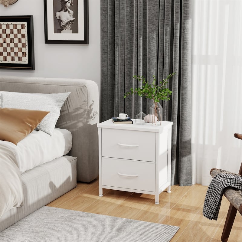 Nightstand Set of 2, Side Table with 2 Fabric Drawers, End Table, Bedside Table , Night Stand for Bedroom