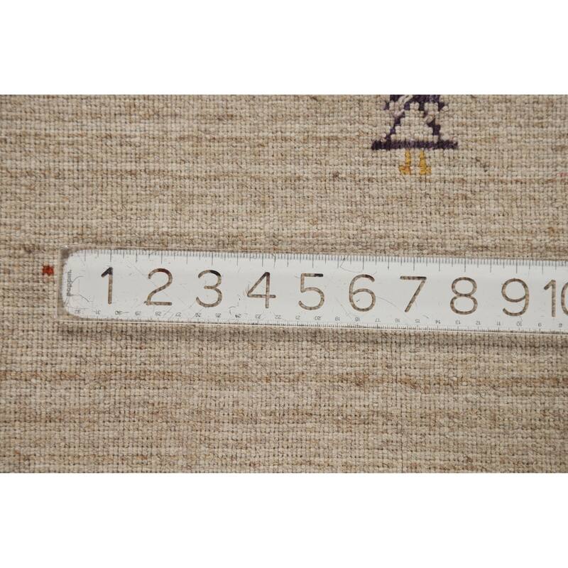 Hand Knotted Oriental 100% Wool Carpet Tribal Tribal Beige & Ivories Gabbeh Area Rug - 9' 5'' X 6' 7''
