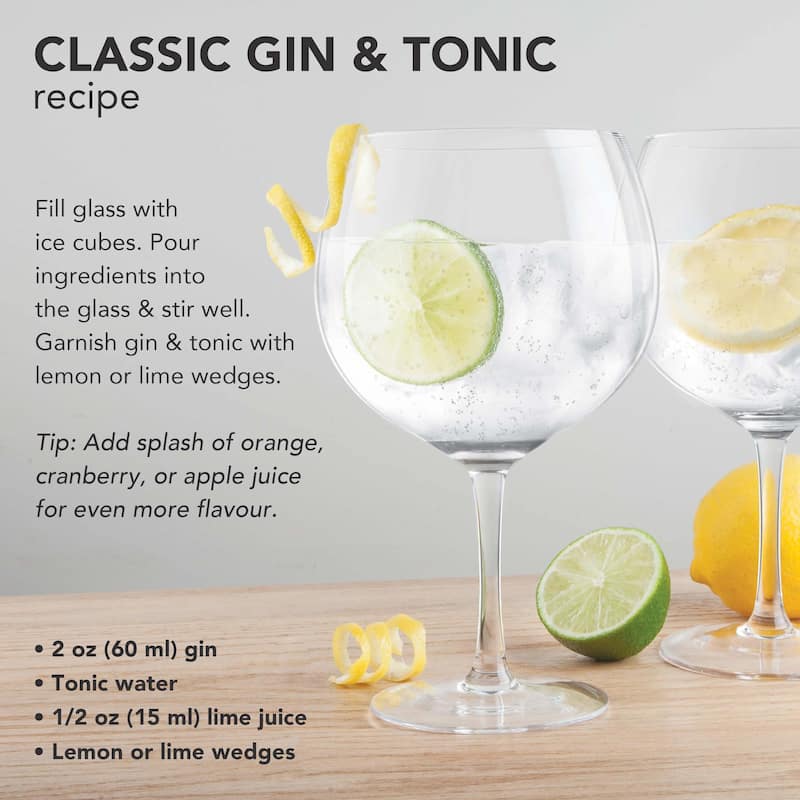 Final Touch Set of 2 Gin Lead Free Crystal Glasses - 27 oz