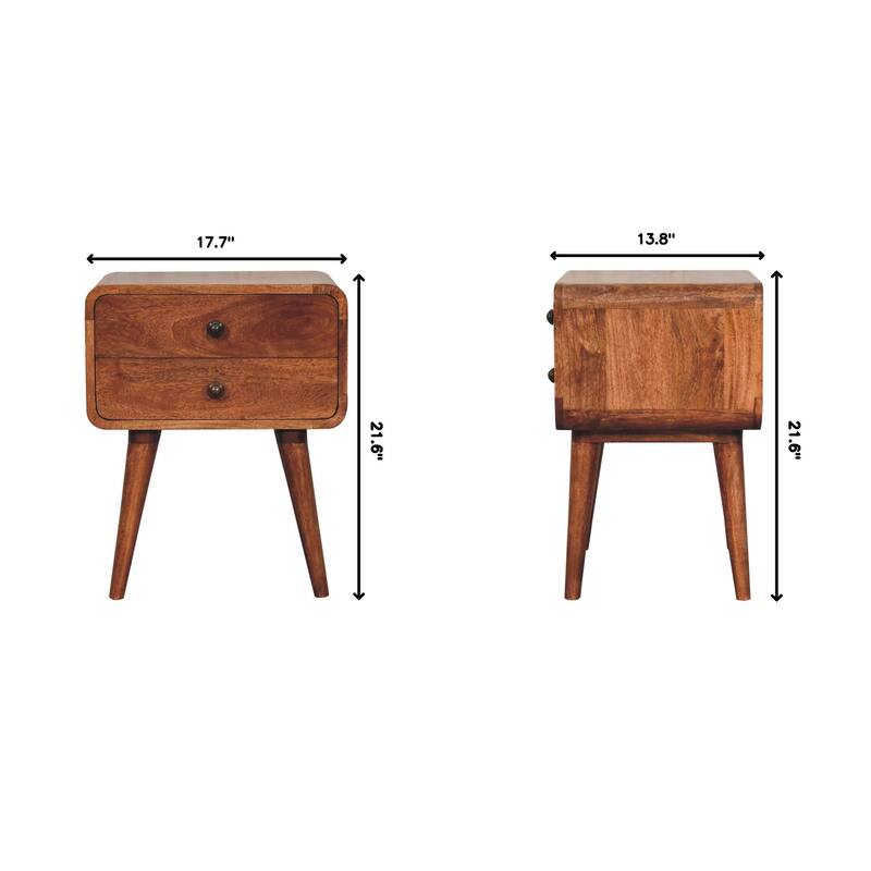 Curved Honey Caramel Bedside