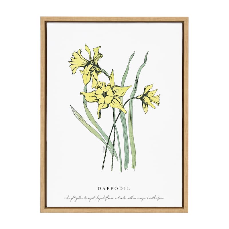 Kate and Laurel Sylvie Spring Daffodil Frame Canvas by Statement Goods - 18x24 - Plastic - Natural