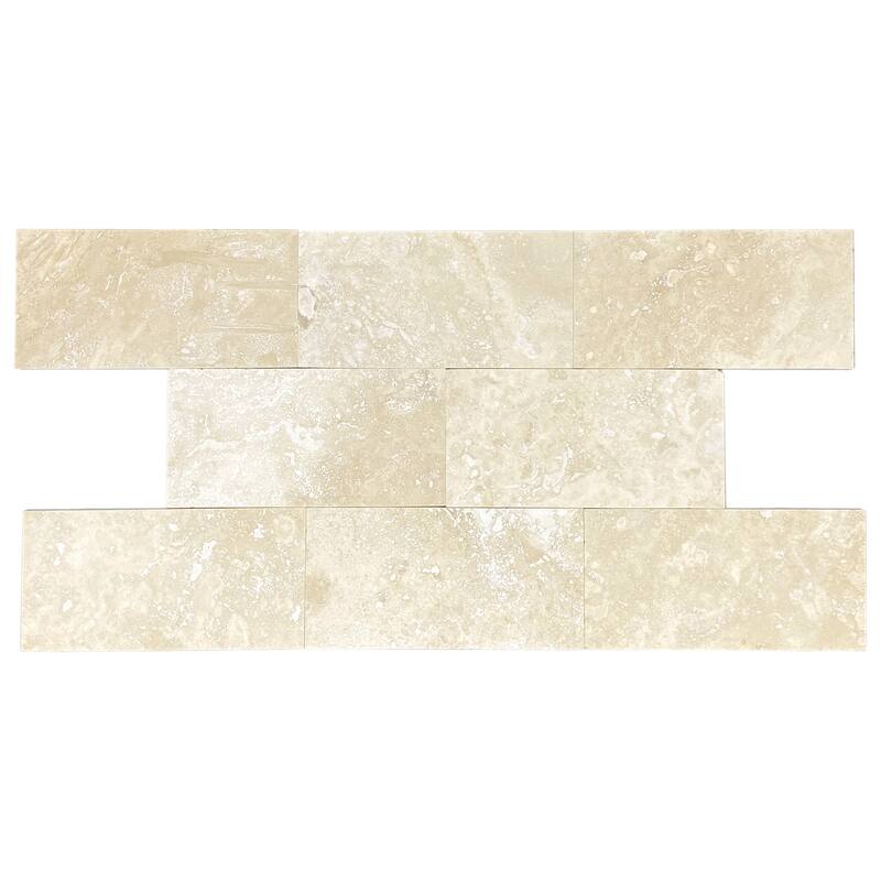 Ivory Travertine 3" x 6" Filled and Honed Tile - 1 Box (6.25 sqft) - White