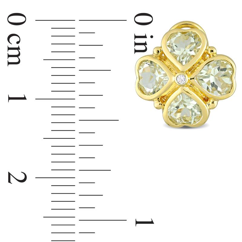 Miadora 3 1/4ct TGW Green Quartz Floral Clipback Earrings Yellow Silver