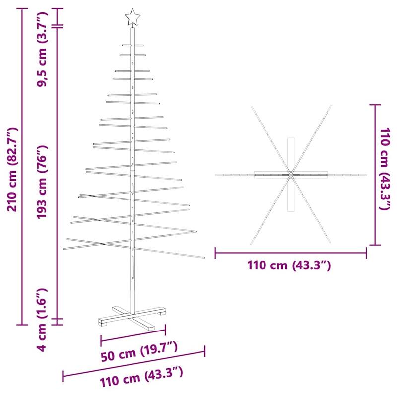 vidaXL Wooden Christmas Tree with Stand Brown bamboo