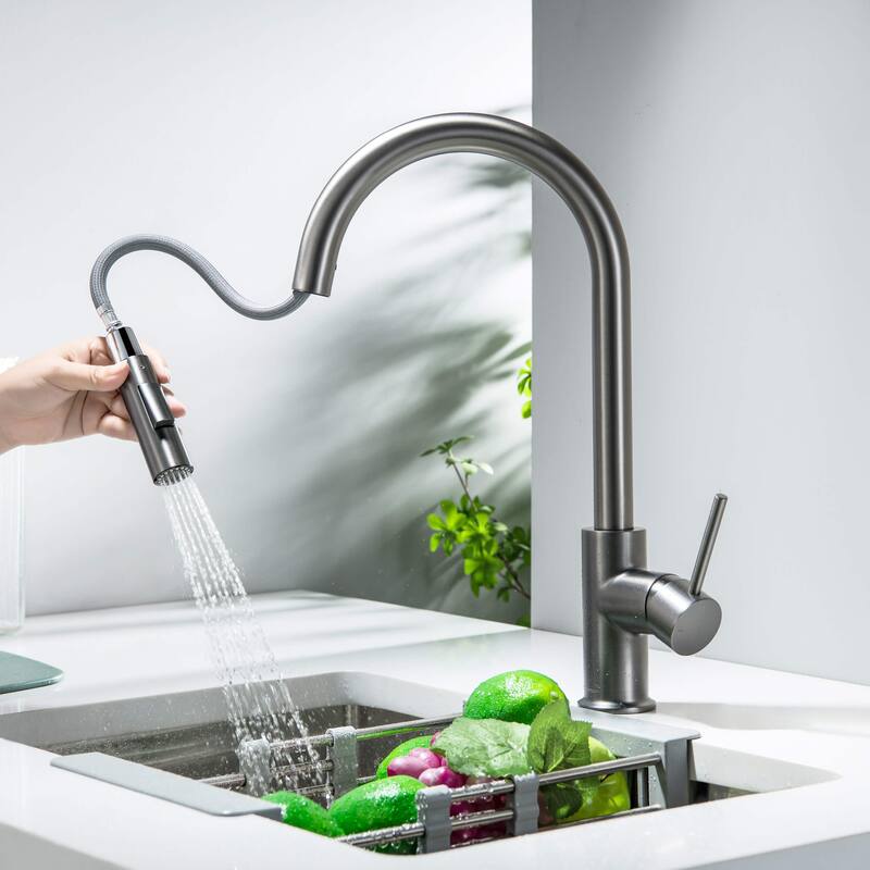 Circular Single Handle Pull Down Kitchen Faucet