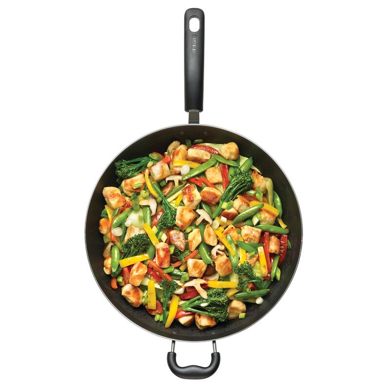 T-fal Essentials Nonstick Jumbo Wok, 14 inch, Black