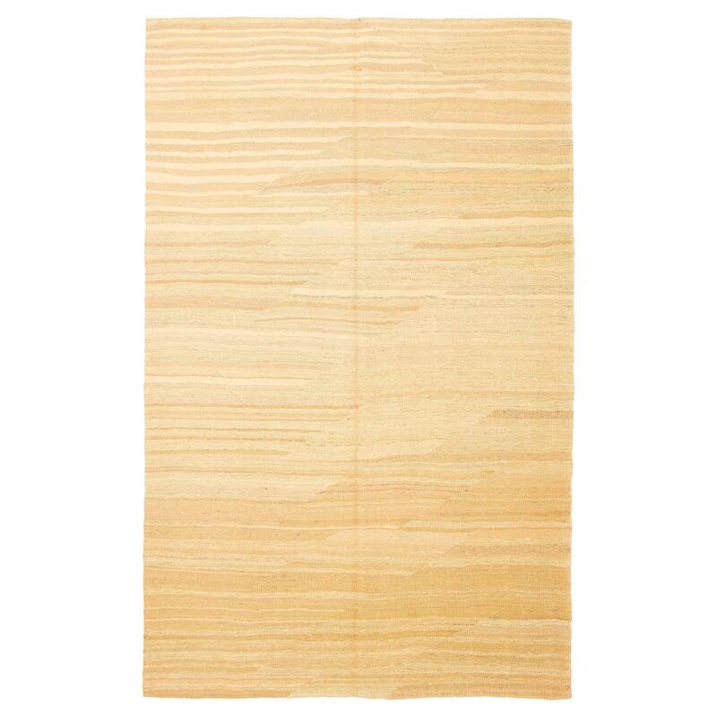 ECARPETGALLERY Flat-Weave Ankara FW Beige Wool Kilim - 5'5 x 8'4 - Beige - 5'5 x 8'4