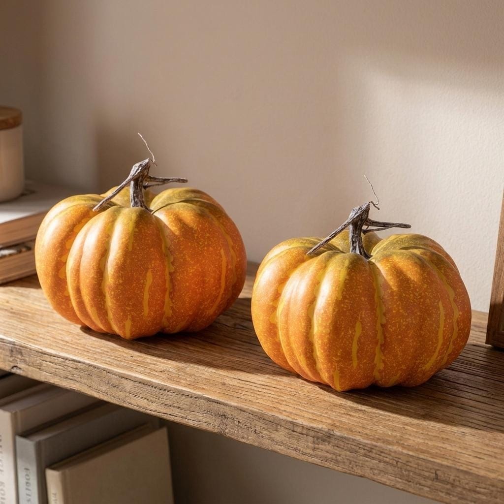 HomeRoots Set of Two Orange And Yellow Pumpkin Tabletop Sculptures - 10.00 in. x 8.25 in. x 10.00 in.