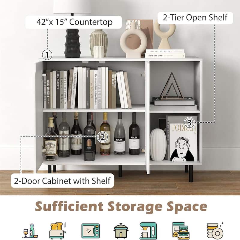 Buffet Cabinet Wooden Sideboard Anti-Toppling Device Modern Furniture