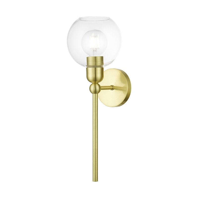 Livex Lighting 1-light Satin Brass Finish Wall Sconce, 16971-12 - 6.5" W 19" H 7.25" EXT