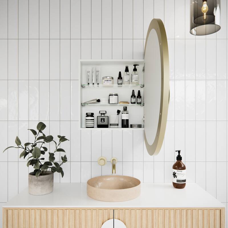 One Door Steel Frame Round Shape Medicine Cabinet