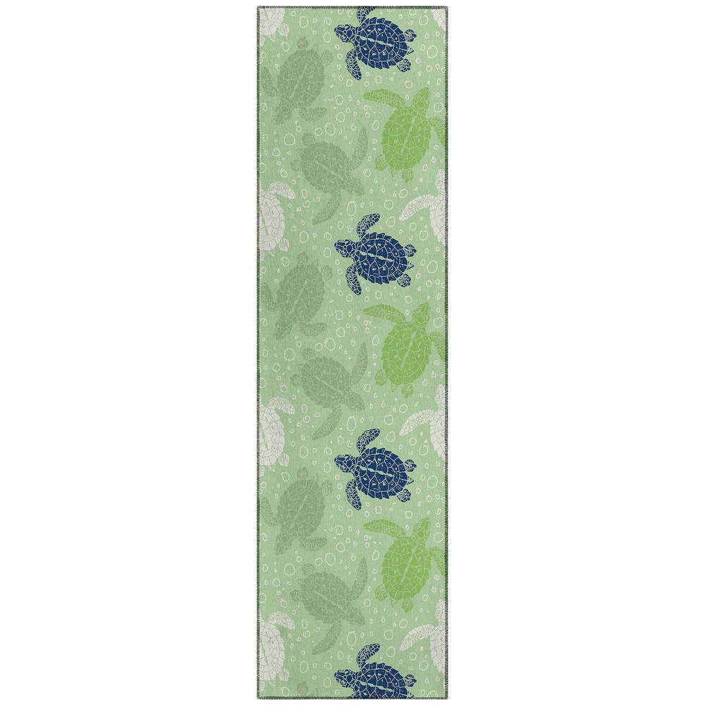 Indoor/ Outdoor Surfside Turtle Washable Rug New