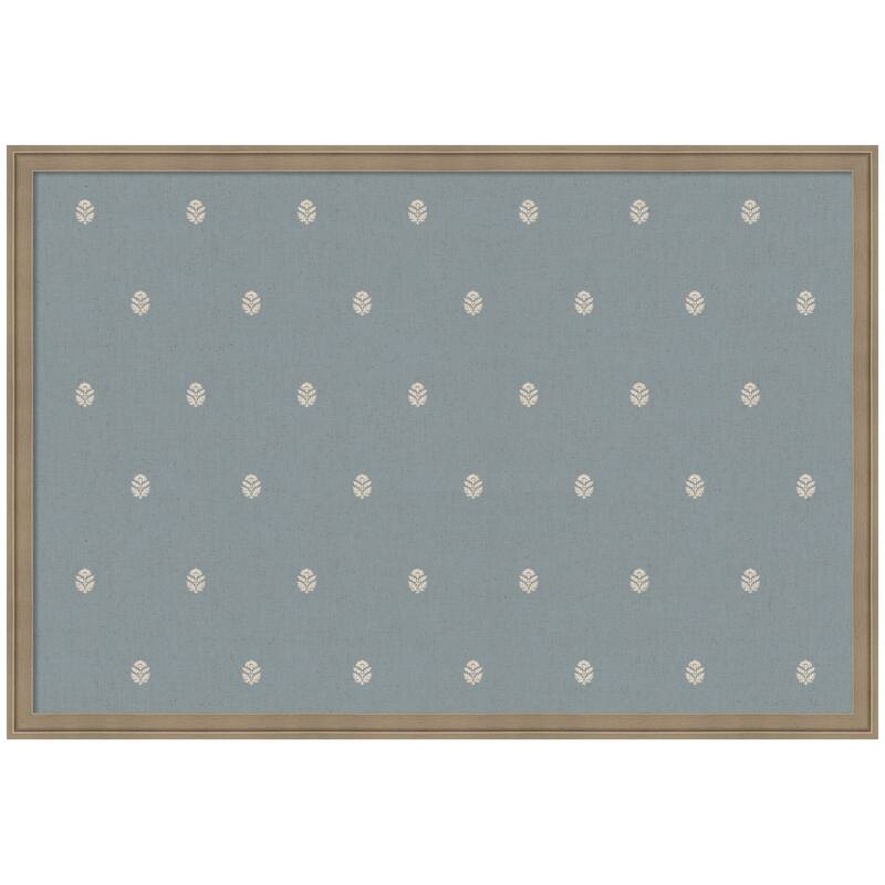 Kate and Laurel Pinboard Blue Botanical Block Print - 38x26 - Florence Light Brown