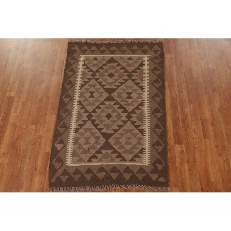 Hand-woven Reversible Kilim Oriental Area Rug Foyer Wool Carpet - 3'2" x 4'10"