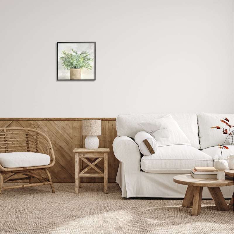 Stupell Rustic Potted Herb Plant Overflowing Leaves Design Framed Wall Art, Design by Kim Allen
