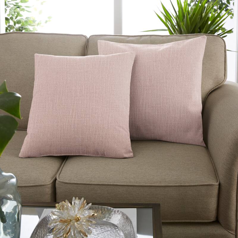 Sorra Home Linen Texture Pillows (Set of 2) - 24 in H x 24 in W x 6 in D - Blush