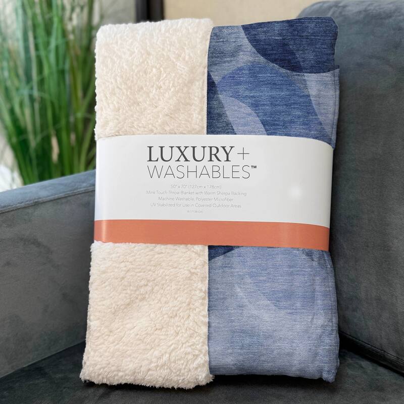 Premium Machine Washable Abstract Contemporary Sherpa Throw Blanket