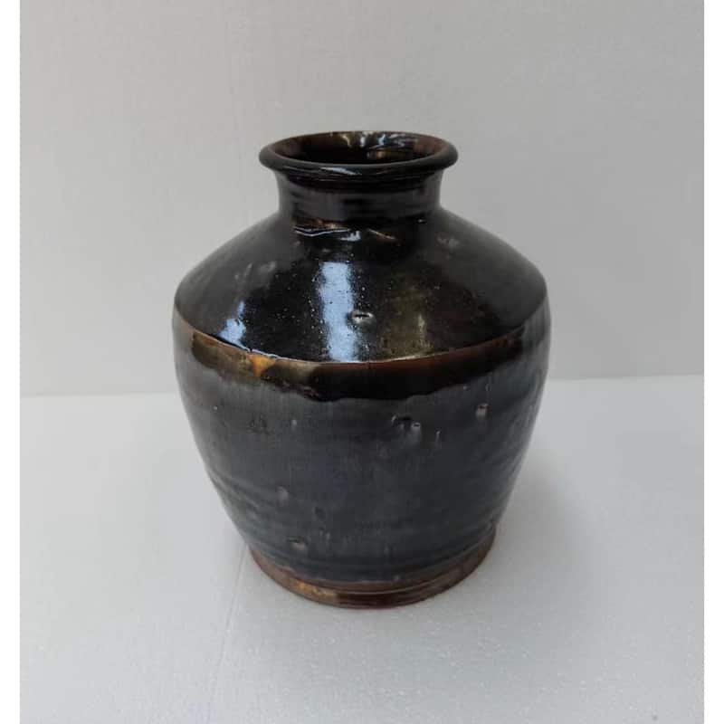 Artissance 12"H Vintage Rice Wine Pot Black Glazed