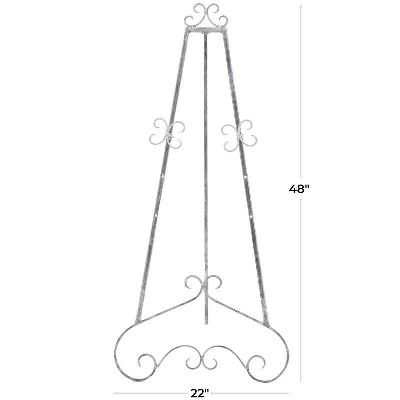 Metal Scroll Large Adjustable 3 Tier Easel with Chain Support - Gold or Gray - Roche River Decor
