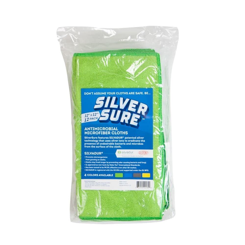 Arkwright 12-Piece Silversure Antimicrobial Cleaning Cloths - 12x12