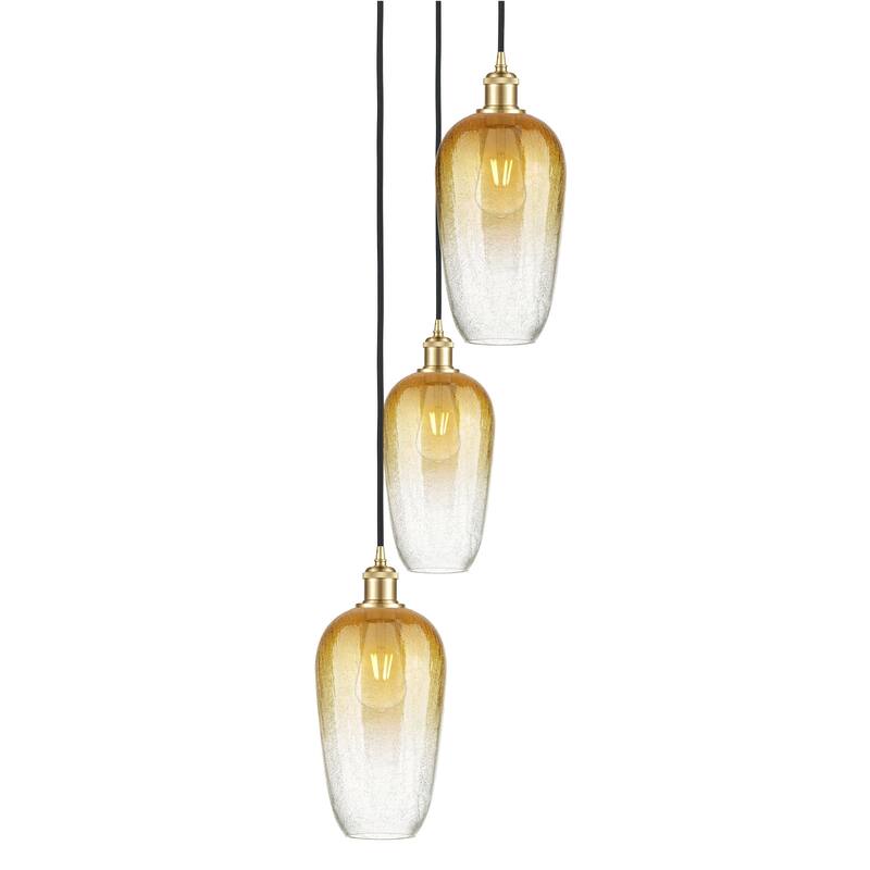 Innovations Lighting 113B-3P-46-14 Brookhaven Flute Pendant Brookhaven - Satin Gold / Amber