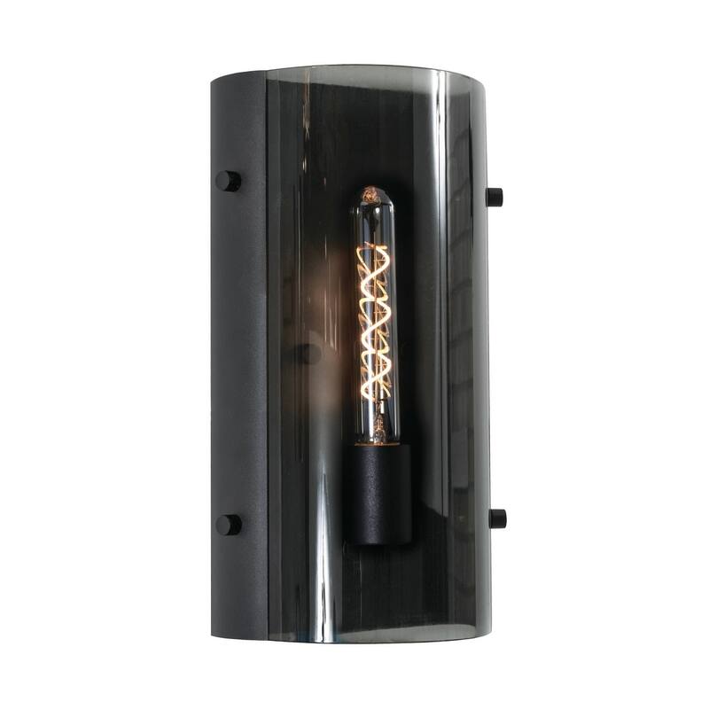 AFX DNAS0714MB Sconce 14" Tall Wall Sconce with Smoke Glass Shade - Black