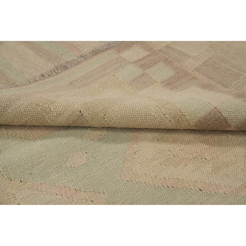 Hand Woven Oriental 100% Wool Carpet Southwestern Tribal Green Kilim Area Rug - 5' 9'' X 4' 2''