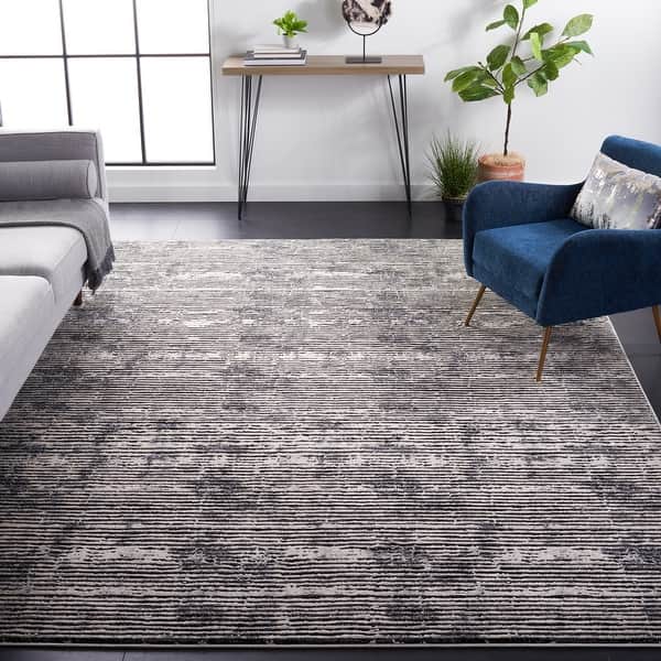 slide 2 of 14, SAFAVIEH Lurex Yaarit Modern Abstract Polyester Rug 6'7" x 9' - Black/Grey - Rectangle