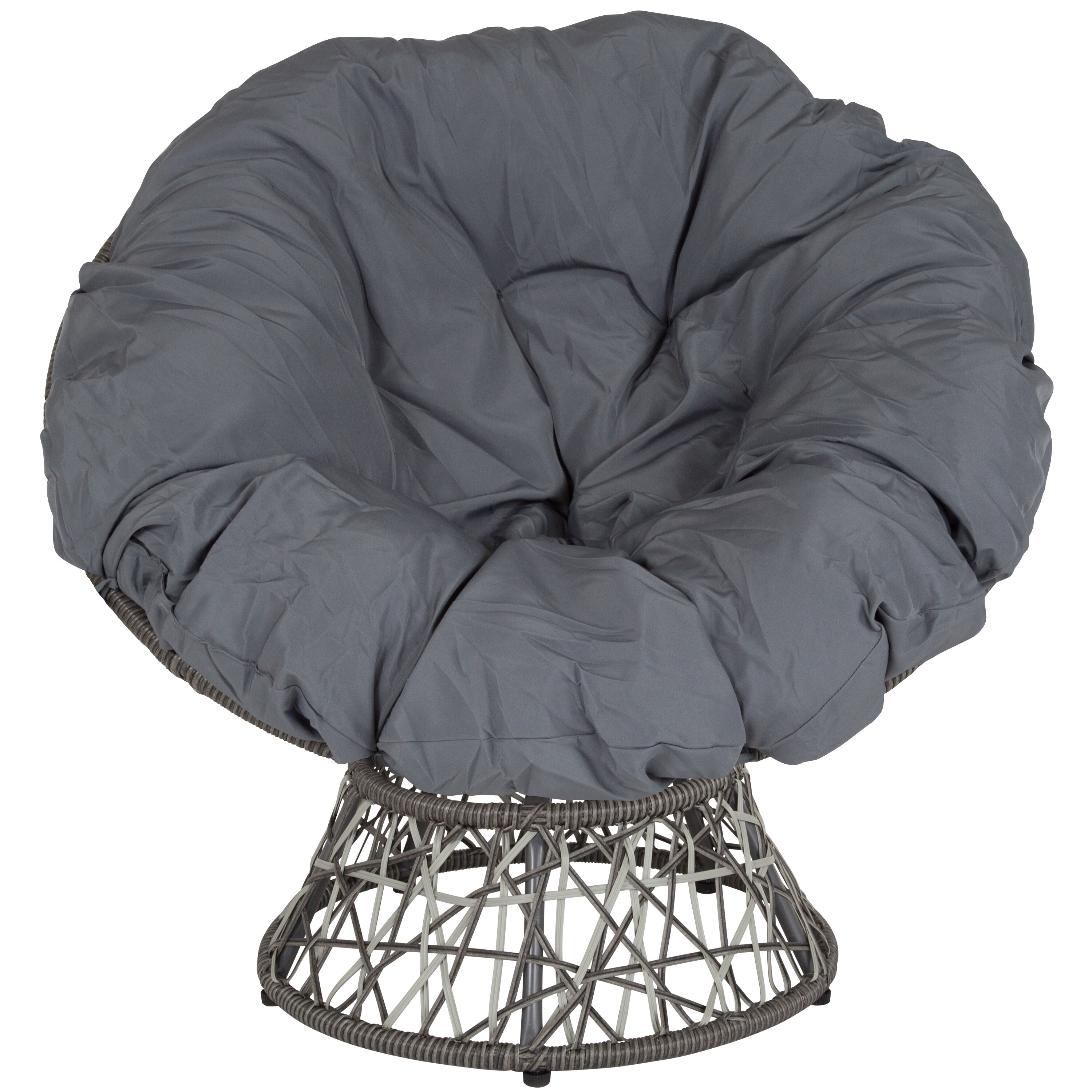 Shop Swivel Patio Papasan Lounge Chair With Dark Gray Cushion Accent Chair On Sale Overstock 23592312