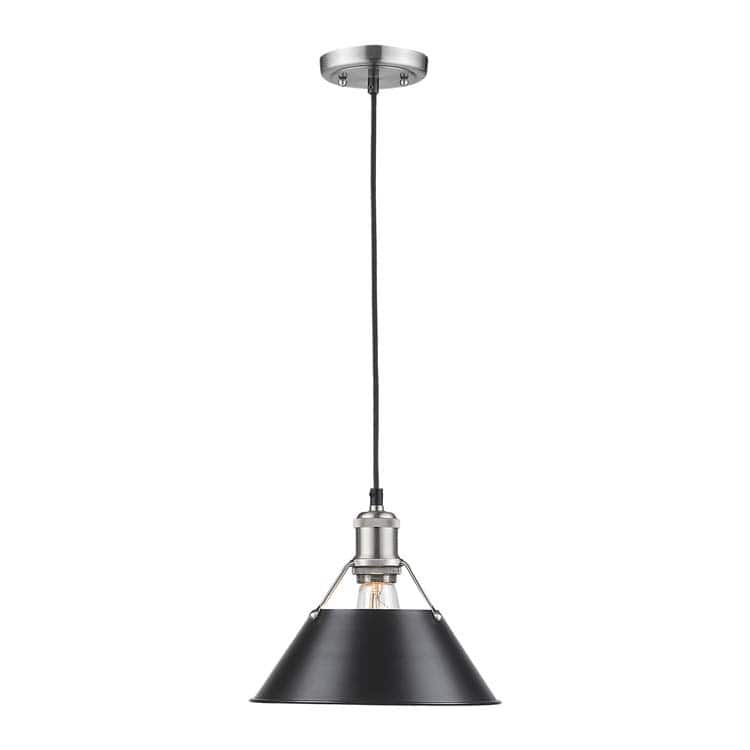 Yep by Golden Lighting Orwell 1-light 10in Pendant in Pewter and Matte Black shade