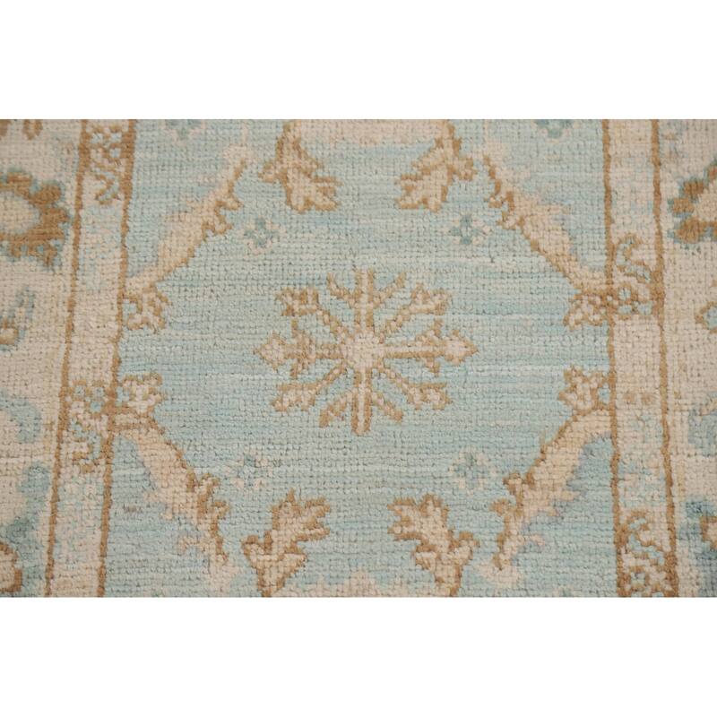 Hand Knotted Oriental 100% Wool Carpet Transitional Geometric Navy Blue & Blues Oushak Area Rug - 2' 11'' X 2' 0''
