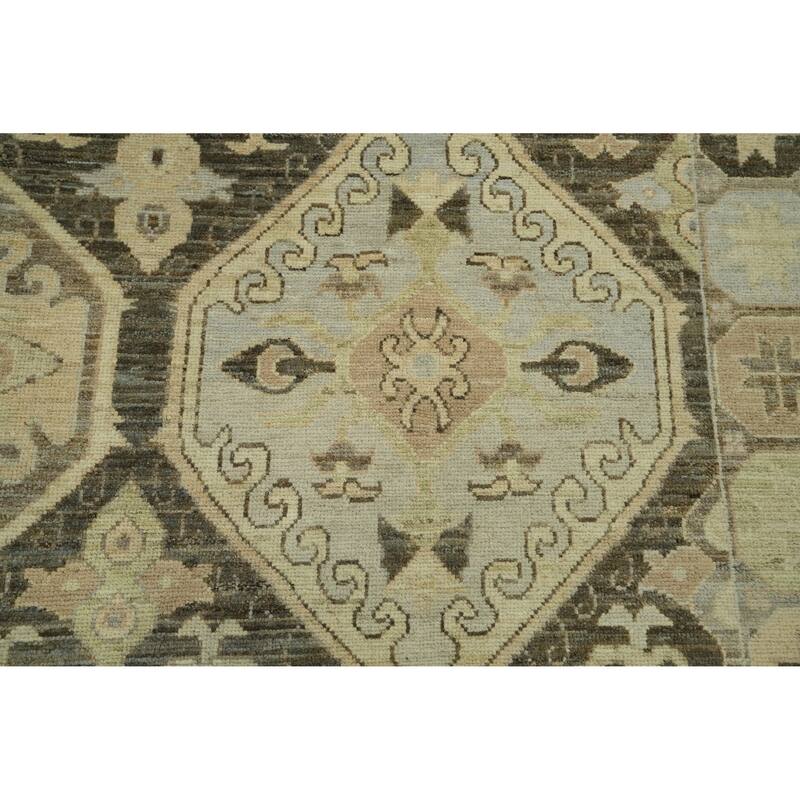 Vegetable Dye Wool Oushak Turkish Area Rug, Geometric Carpet - 9' 9'' X 8' 0''