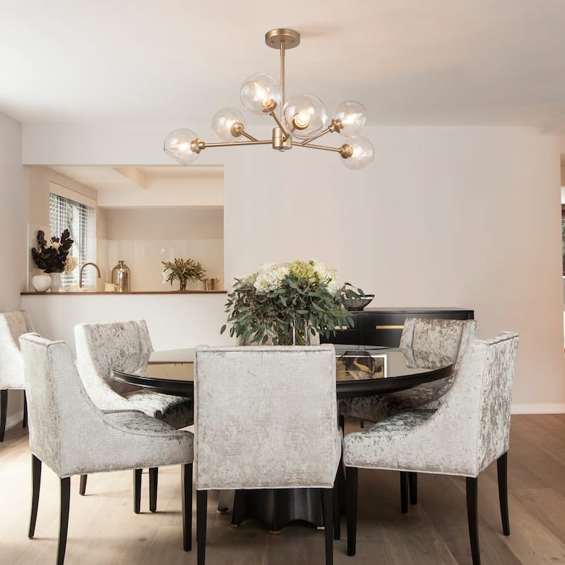 Modern Gold Sputnik Chandelier Transitional Glass Linear Foyer Pendant Lights for Dining Room