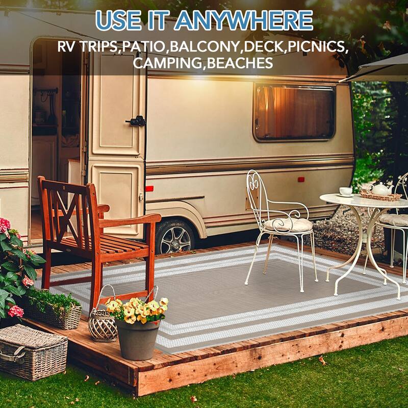 Outdoor Plastic Straw Rug Waterproof Outdoor Rug Reversible Plastic Camping Rugs for Patio Porch Deck Backyard
