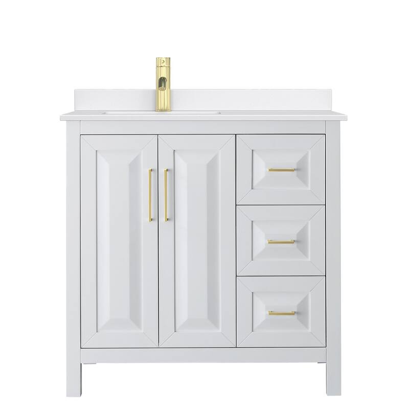 Daria 36-inch Single Vanity, Single Hole Quartz Top