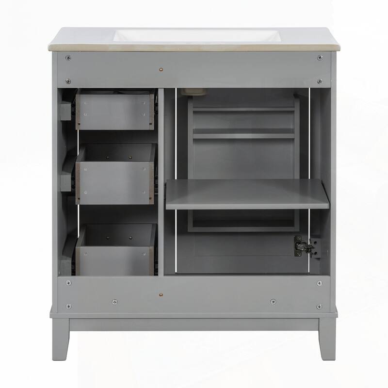 bathroom vanity with ceramic sink