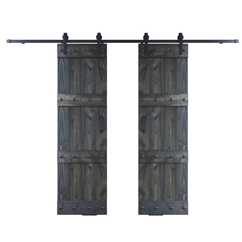 Coast Sequoia 48in./60in./84in. x 84in. Castle Series Pine Wood Double Sliding Barn Door With Hardware Kit