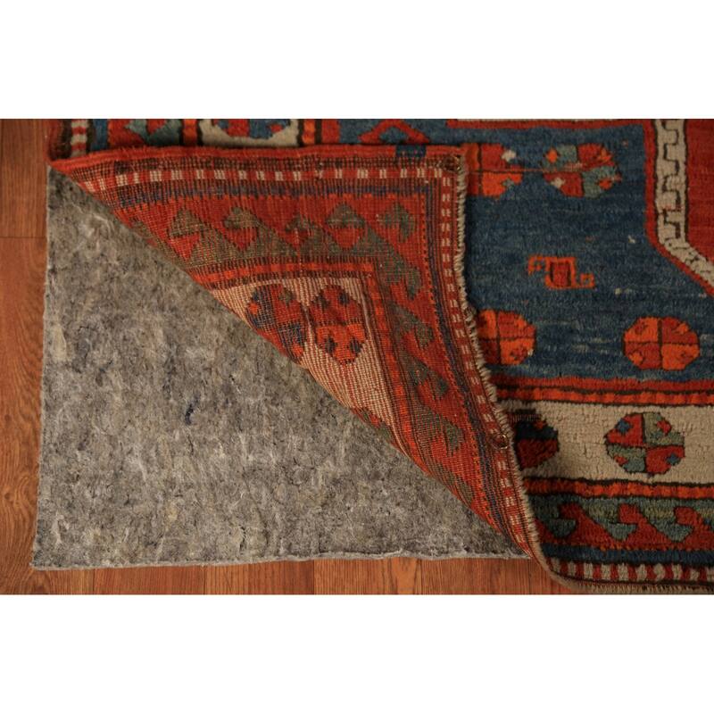 Hand Knotted Oriental 100% Wool Carpet Traditional Geometric Red Kazak Area Rug - 4' 9'' X 4' 0''