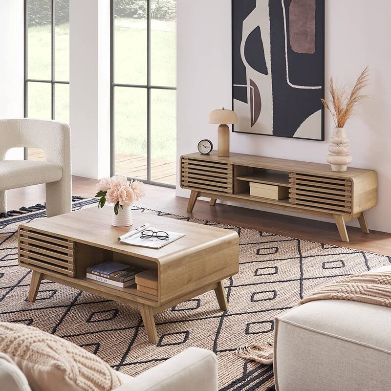 Mopio Ensley Mid-Century Modern Coffee Table with dual side storage, Centerpiece for your living room