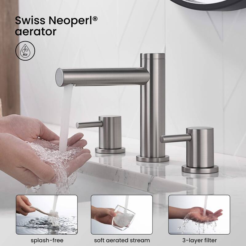 Circular 8" Bathroom Sink Widespread Faucet with Drain Assembly