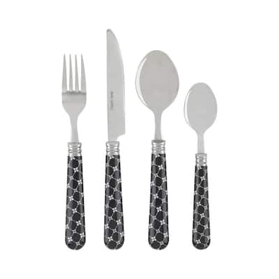 French Home Bistro 16-Piece Stainless Steel Flatware Set, Abstract Butterfly, Service for 4