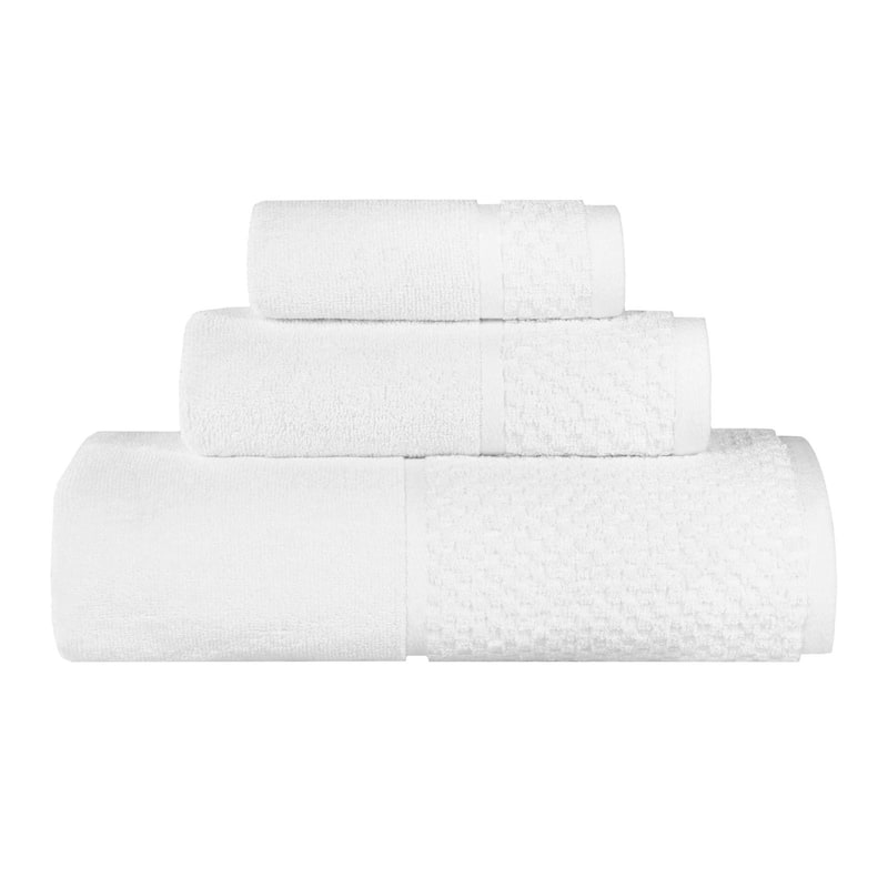 Superior Lodie Cotton Plush Absorbent Jacquard Solid 3 Piece Towel Set