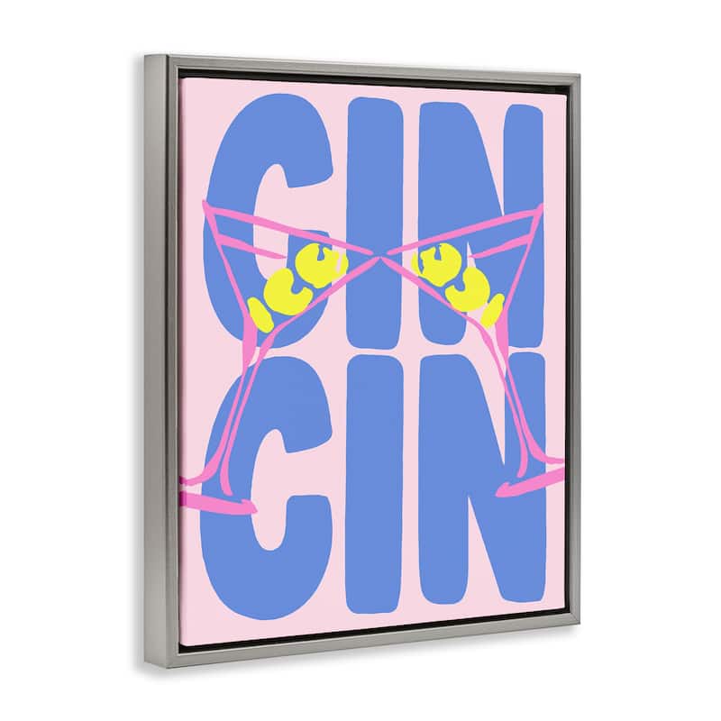 Stupell Pastel Cin Cin Cheers Framed Floater Canvas Wall Art Design By House of Lulu