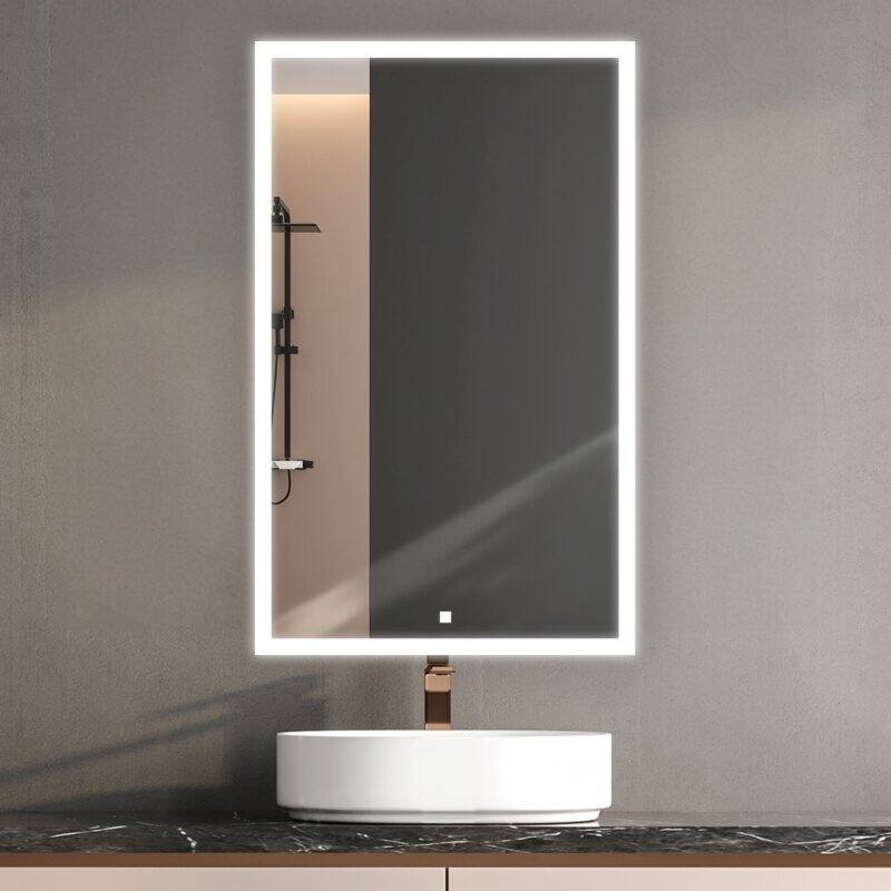 AQUADOM Edge Royale 24W Bathroom Led Lighted Medicine Cabinet Defogger, 3X LED Adjustable Magnifying Mirror, Electrical Outlets
