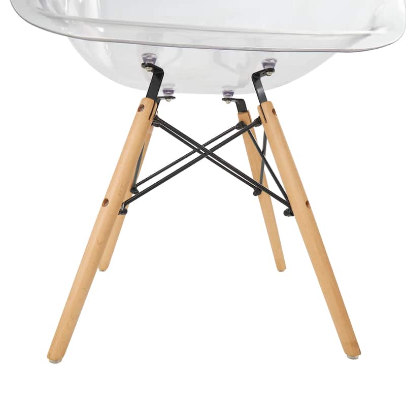 Acrylic Plastic Mid Century Modern Eiffel Style Accent Chair with Wood Legs - Clear - Roche River Decor - 26"W x 22"L x 31"H