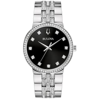 Bulova Men's Crystal Black Dial Watch - 96K110 - 6 (36)