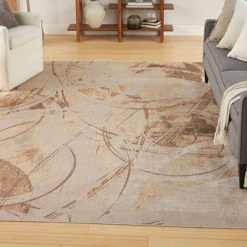 Nourison Astra Machine Washable Indoor only Abstract Area Rug - 7' 10" x 10' - Beige