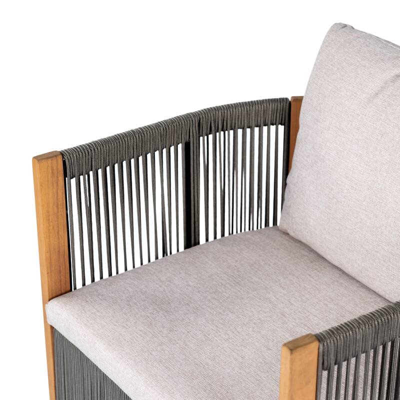 Christopher Knight Home - Maris 5-Piece Outdoor Acacia Wood Swivel Dining Set with 70.75" Rectangular Slat Table and Cushions